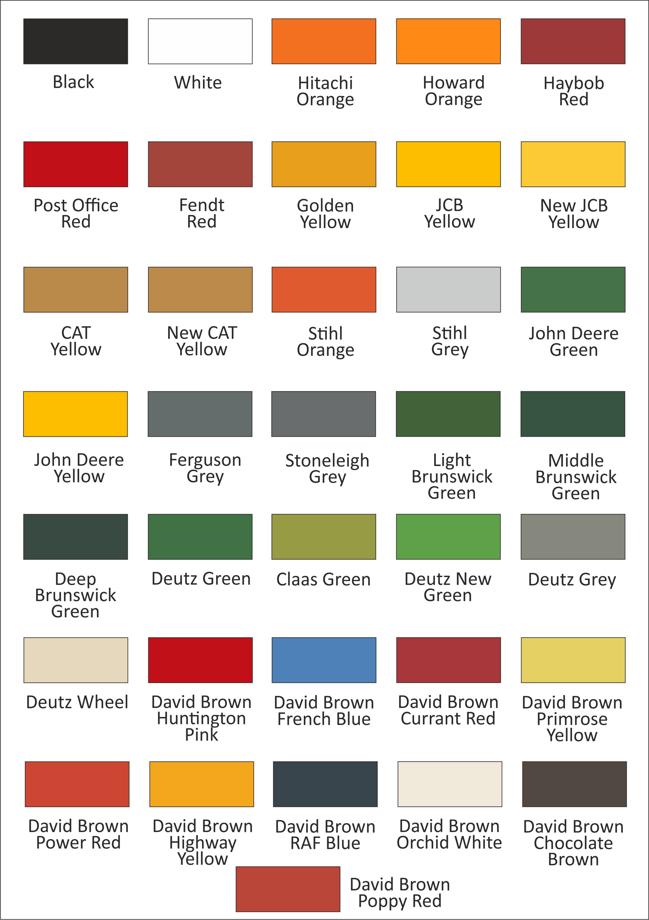 Tractor Paint Colour Chart